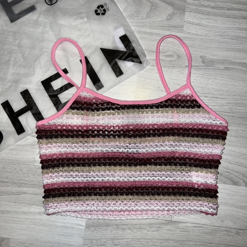 shein-เสื้อครอปสายเดี่ยว-มือหนึ่ง-มือสอง-สภาพใหม่-สินค้ามือสอง-ต้องสั่งซื้อ2ตัวขึ้นไป