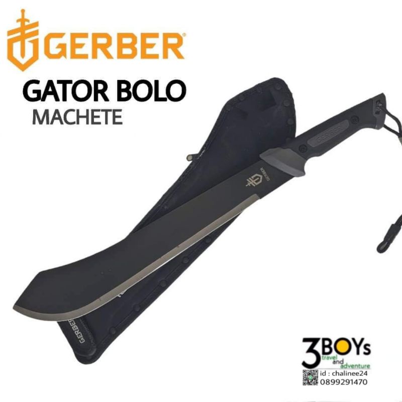 มีด-gerber-แท้-รุ่น-gator-bolo-มีด-machete-ที่แข็งแกร่ง-ใบมีด-1055-carbon-steel-เคลือบ-satin-สีดำ-พร้อมปลอกใส่