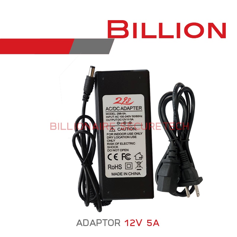 ภาพหน้าปกสินค้าBILLION ADAPTOR 12V 5A (5.5x2.5mm) จากร้าน billionaire_securetech บน Shopee