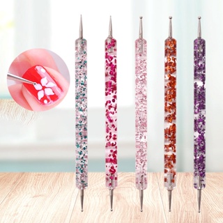 【AG】5Pcs/Set Nail Dotting Pen Double Sequins Handle Acrylic Gel Painting Drawing Manicure