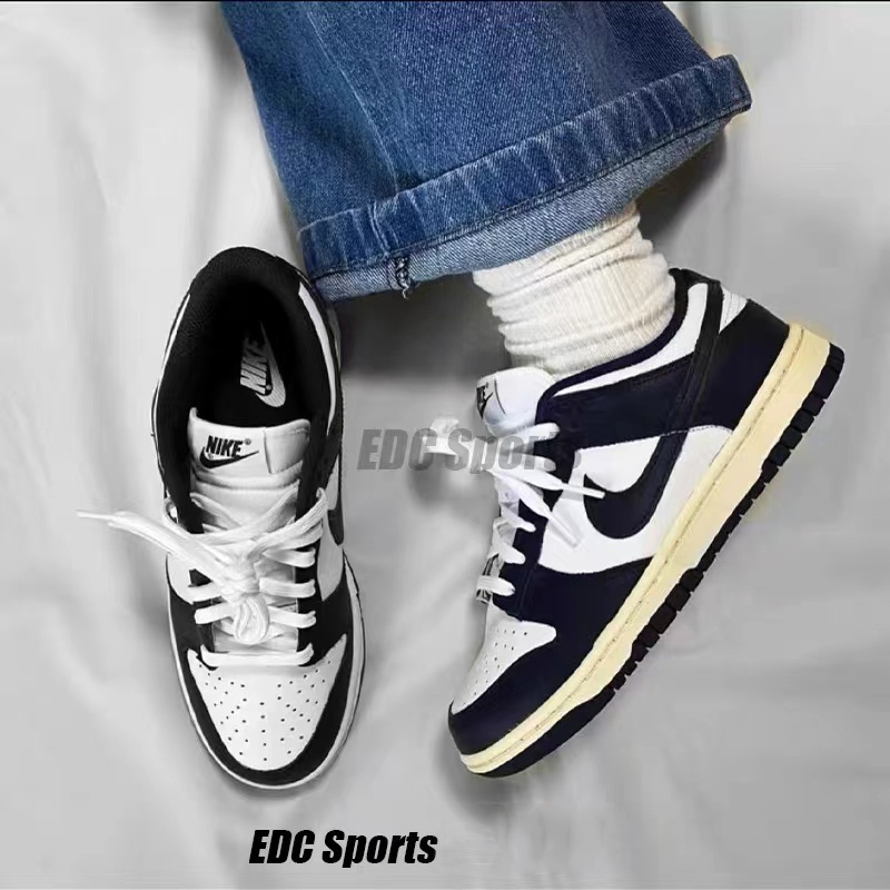 nike-dunk-low-midnight-navy-and-white-w-รองเท้าผ้าใบ-ของแท้-100