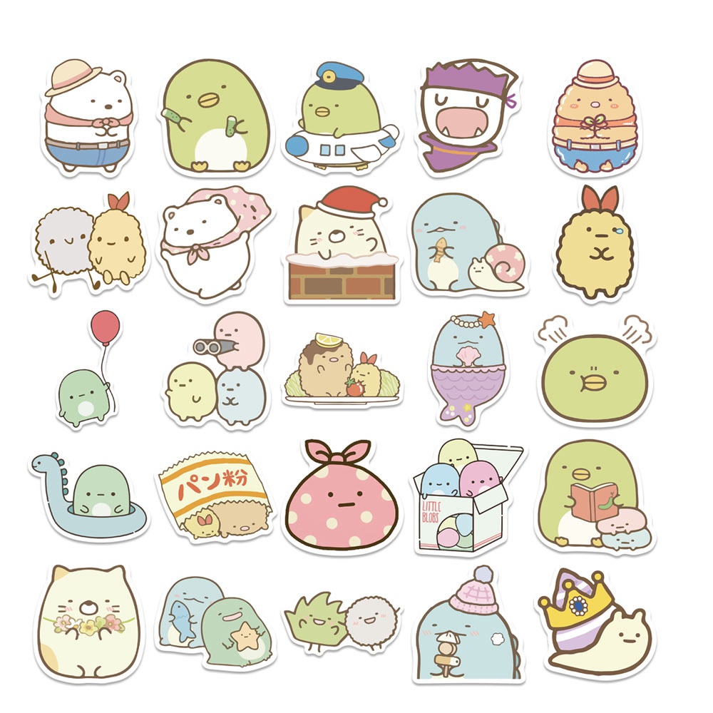 พร้อมส่ง-ซุมิกโกะ-sumikko-gurashi-sticker-สติกเกอร์กันน้ำรูปแบบที่แตกต่างกัน-50pcs