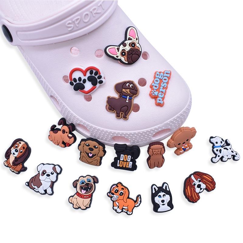 จี้การ์ตูนสุนัขบูลด็อก-jibbitz-สําหรับ-crocs-pin-shih-tzu-jibits-charm-husky-dalmatian-shoe-charms-pomeranian-jibitz-crocks-ผู้ชาย-อุปกรณ์เสริมตกแต่งรองเท้า