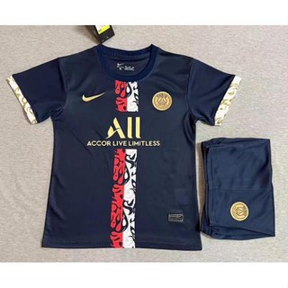 เสื้อกีฬาแขนสั้น ลายทีม PSG Special Blue สําหรับเด็ก 22 23 ชิ้น