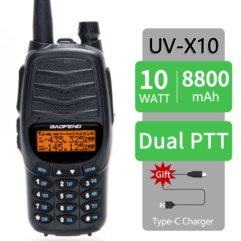 Baofeng UVX10 10W Tri Powful Walkie Talkie 2PTT Dual Band VHF UHF 128
