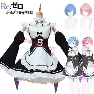 Ram Rem ชุดคอสเพลย์ วิกผม ชุดแม่บ้าน อนิเมะ Re:ZERO Starting Life In Another World Maid สําหรับผู้หญิง เทศกาล ปาร์ตี้