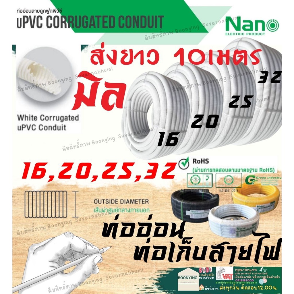 nano-ท่อลูกฟูก-10-เมตร-ท่อเฟล็ก-ท่ออ่อน-ท่ออ่อนร้อยสาย-ลูกฟูกร้อยสายไฟ-สีขาว-16มิล-20มิล-25มิล-ท่ออ่อนลูกฟูก-นาโน