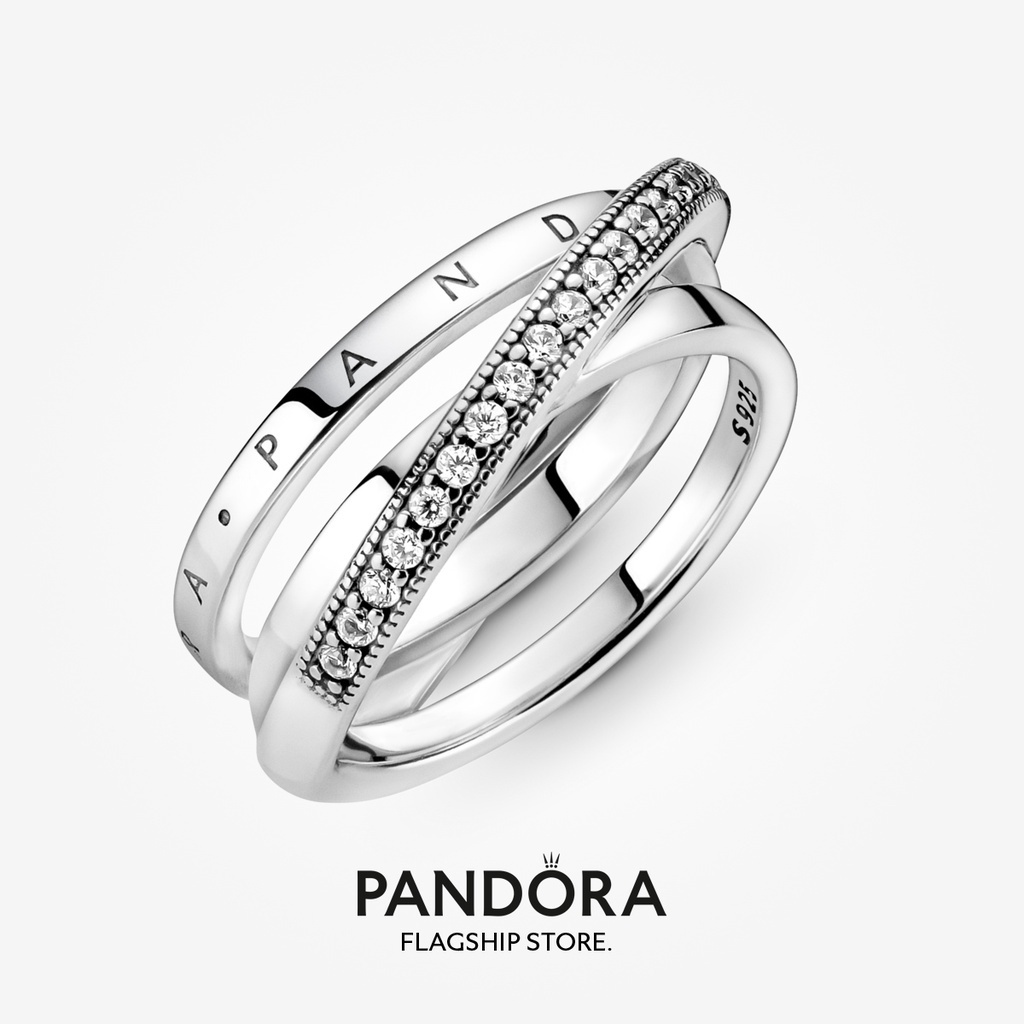 pandora-แหวนพลอยเทียม-แบบไขว้-j111