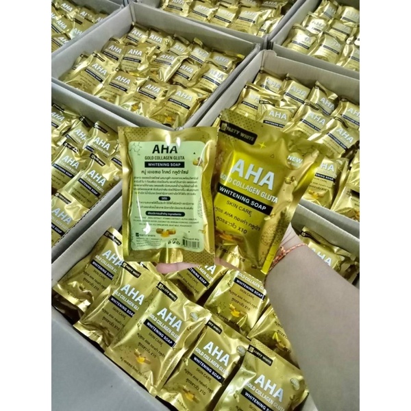 สบู่-aha-ทองคำ-กลูต้า-aha-gold-collagen-gluta-whitening-soap-80g