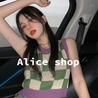 Alice  เสื้อครอป เสื้อครอปหญิง Vคอ ไหมพรม เกาหลี น่ารัก  Trendy ทันสมัย สไตล์เกาหลี Comfortable A20K00Y 36Z230909