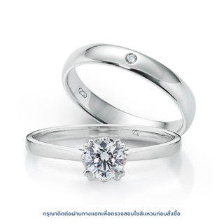 เซตแหวนเพชร Young Heart Prongs Solitaire &amp; Young Diamond Rounded Band Bundle Set (RC805-RM802)