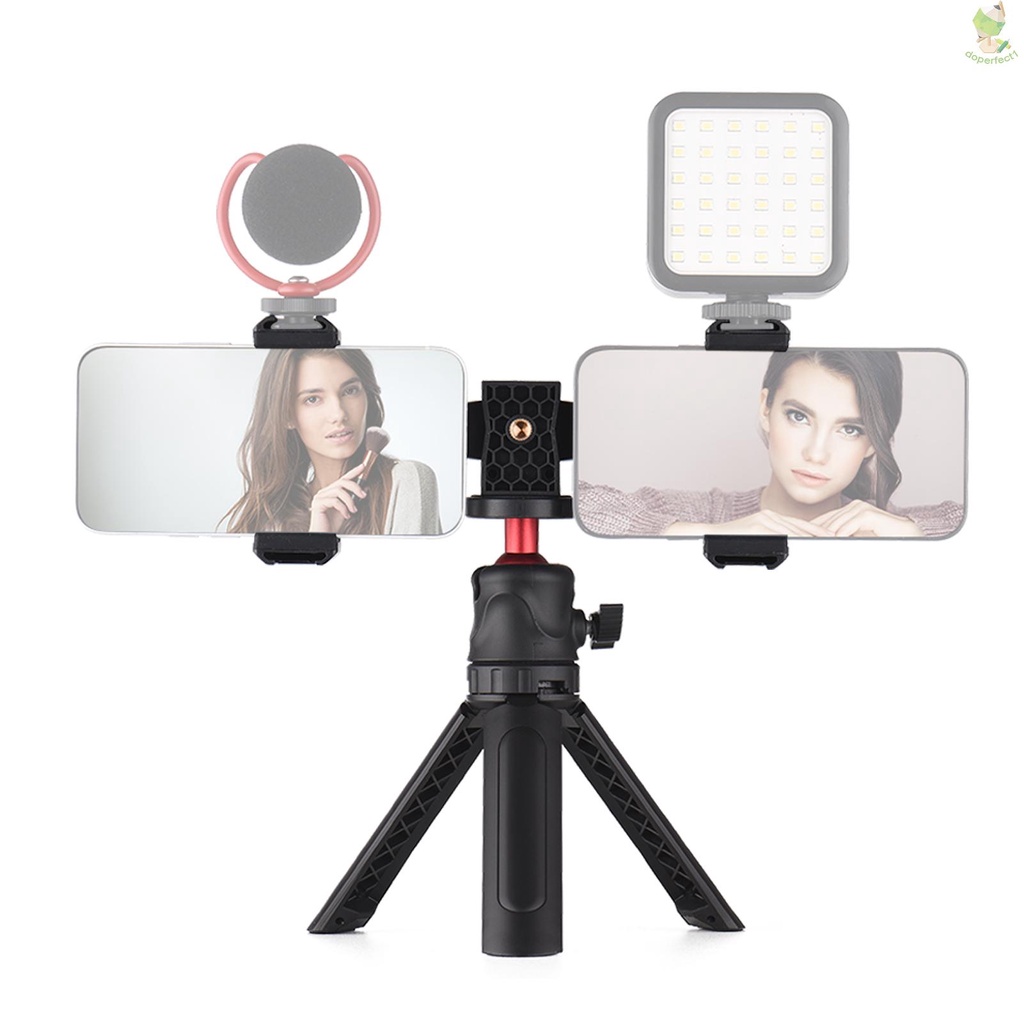 andoer-multifunctional-smartphone-video-kit-including-universal-phone-tripod-mount-with-dual-phone-holders-4-cold-shoe-mounts-desktop-tripod-for-vlog-live-streaming-oline-video-teaching-meeting