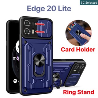 เคส Motorola Edge 20 Lite Edge 30 Pro Ultra Fusion Neo เคสโทรศัพท์แบบมัลติฟังก์ชั่น ช่องเสียบการ์ด การป้องกันกล้อง ขาตั้งแหวนโลหะ เคส Edge 20 Pro เคส Edge 30 Pro เคส Edge 30 เคส