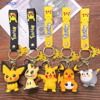 ERCK&gt; Pokemon Anime Mimikyu Pikachu Keychains Key Chain PVC Figures Pendant Key Ring new