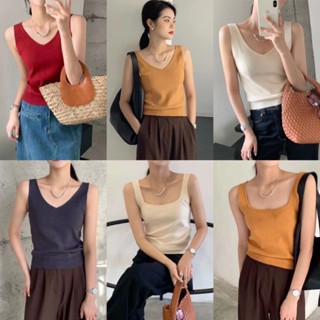 Ey_shop688#พร้อมส่ง✨5055#เสื้อกล้ามผ้าไหมพรมใส่ได้ทั้งหน้าและหลัง #เสื้อไซส์เดียวเข้ารูป