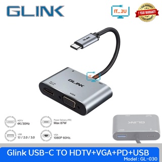 Glink Converter Usb Type-C To HDTV+VGA  4K Adapter 2in1/GL-013B GL-030/ตัวแปลงสัญญาณ Tyte C ออกทีวี