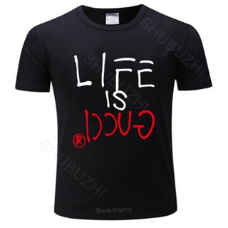 Men Tshirt Summer Cotton Short Sleeve T Shirt Life Is  t-Shirt black new top tees male teeshirt crew neck tops drop ship