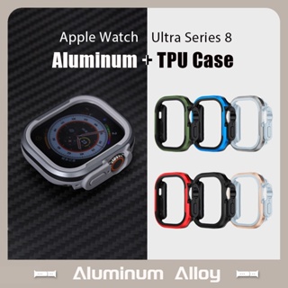 เคสอลูมิเนียมอัลลอยด์ พร้อมเคส TPU สําหรับ Apple Watch Ultra 49 มม. 45 มม. 44 มม. + กรอบกันชนโลหะอลูมิเนียม สําหรับ iWatch Series 8 7 6 5 4 SE2