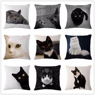 [B_398] Lovely Cat Print Linen Case Cushion Throw Home Sofa Cafe Decor