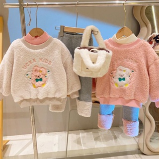 [Babycat] พร้อมส่ง ชุดเสื้อกันหนาว ผ้าขนแกะนิ่ม หนา สองชิ้น สไตล์เกาหลี ญี่ปุ่น เหมาะกับหน้าหนาว สําหรับเด็กผู้ชาย ผู้หญิง 2022