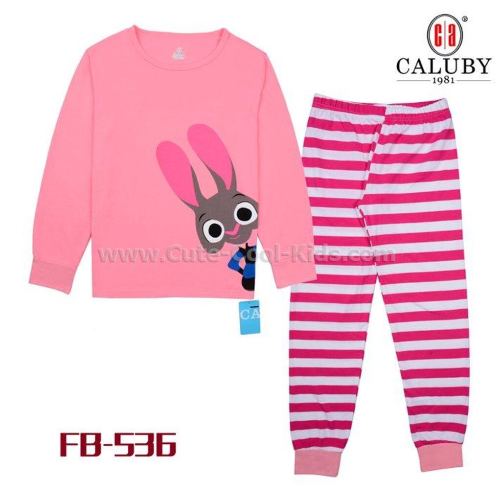 fg-536-ชุดนอนเด็ก-สีชมพู-ลายกระต่าย