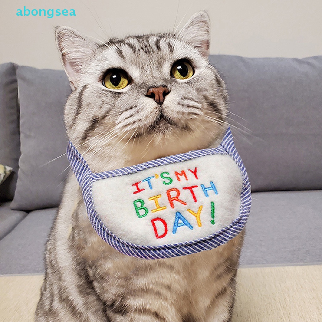 abongsea-ผ้ากันเปื้อนน้ําลาย-ปักลาย-happy-birthday-น่ารัก-สําหรับสัตว์เลี้ยง-สุนัข-แมว
