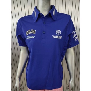 เสื้อโปโล RACING สีน้ำเงิน ปักธงหมากรุก อกกว้าง50cm ยาว60cm sizeS สินค้าลิขสิทธิ์ Yamaha แท้100%