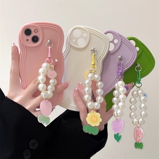 เคสโทรศัพท์มือถือ ลายดอกไม้ ประดับมุก พร้อมสายคล้องมือ สําหรับ OPPO A55 A57 A5 A7 A3S A32 A53 A72 A8 A31 A9 A93