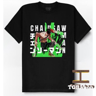 เสื้อยืดคอกลมเสื้อยืด พิมพ์ลายอนิเมะ Chainsaw man สําหรับผู้ชาย และผู้หญิงS-4XL