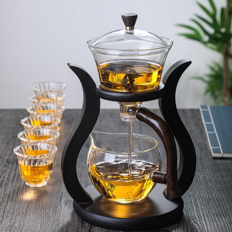 ชุดถ้วยชากึ่งอัตโนมัติแก้วขี้เกียจกังฟูตั้งบ้านกาน้ำชาแม่เหล็กห้องนั่งเล่นประดิษฐ์ชาสไตล์จีน