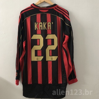 เสื้อเชิ้ตแขนยาว AC MIlan 06 07 สไตล์เรโทรคลาสสิก #22 เสื้อกีฬาแขนสั้น ลายทีมฟุตบอล KAKA 21 PIRLO 9 INZAGHI สําหรับผู้ชาย