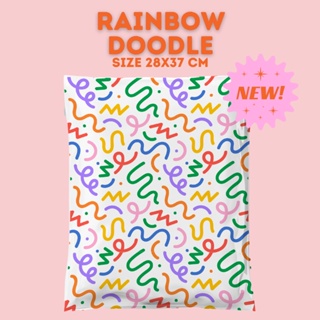 (กรอกโค้ด VY8XBU7D ลด 65.-) มาใหม่!  (50ซอง |แพค)  Rainbow Doodle ซองไปรษณีย์พลาสติก 28x37 cm