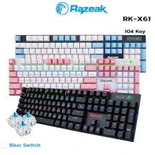 Razeak RK-X62 คีย์บอร์ดบลูสวิตช์ Metal Mechanical Keyboard Gaming BLUESWITCH กดเสียงดังคีย์แคปสีสวย ราคาถูกสุดคุ้ม!!