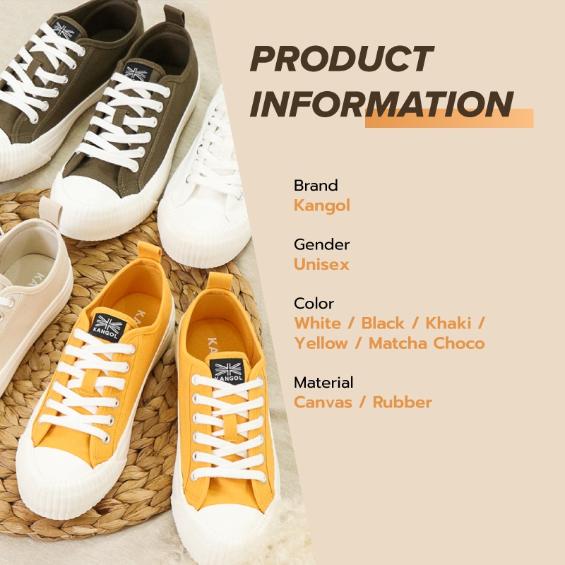 ภาพสินค้าKANGOL Sneaker unisex รองเท้าผ้าใบ รุ่น Cookie ผูกเชือก ดำ, สีขาว,ครีม,เหลือง 69522001 จากร้าน kangolofficialstore บน Shopee ภาพที่ 4