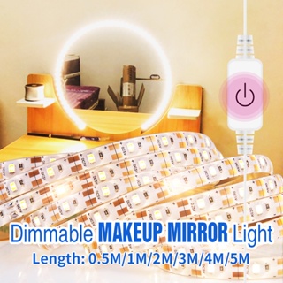 USB Touch Dimmable กระจกเงาโต๊ะเครื่องแป้ง Make Up ไฟ LED โต๊ะโคมไฟ5V ไฟติดเพดาน String แต่งหน้ากระจก1/2/3/4/5M