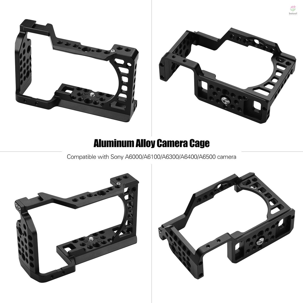btt-aluminum-alloy-camera-cage-rig-with-cold-shoe-mount-arri-locating-hole-1-4-3-8-threaded-holes-replacement-for-a6000-a6100-a6300-a6400-a6500-cameras