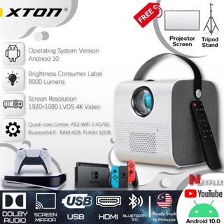 Mastersat Android Full HD 4K Projector 1080P Q3 โปรเจคเตอร์ 7500 Lumens Bluetooth เชื่อมต่อมือถือหรือคอมฯได้ โฮมเธียเตอร