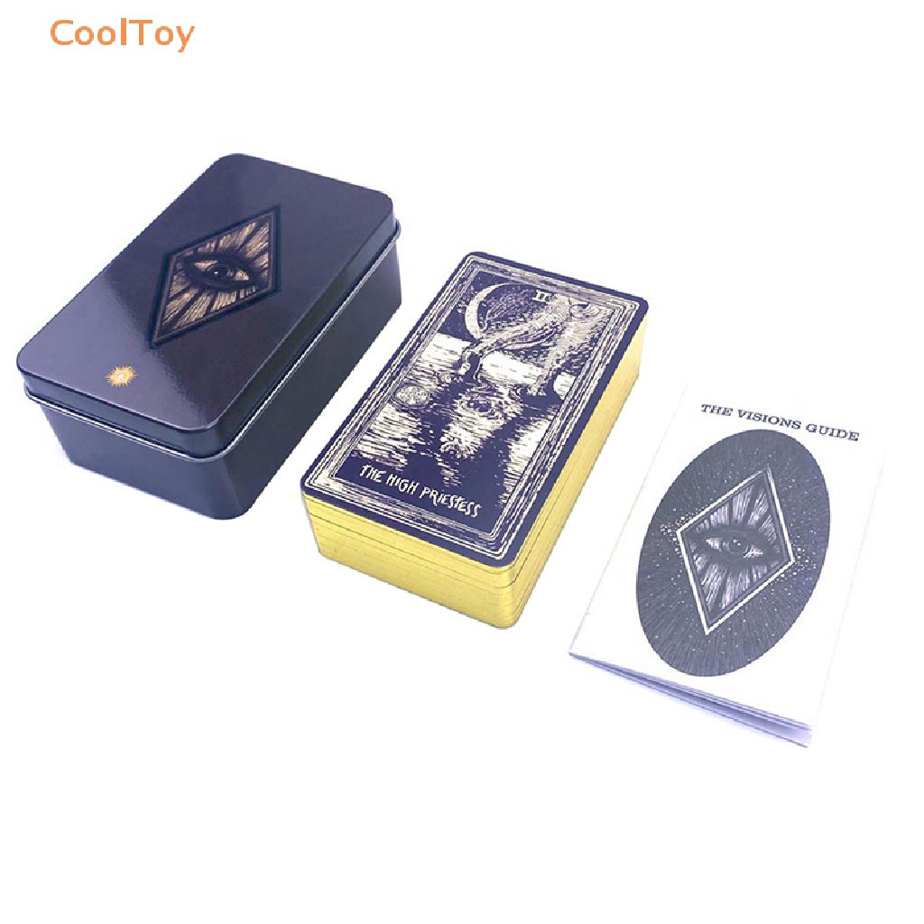 cooltoy-กล่องเหล็กไพ่ทาโรต์-พร้อมคู่มือ-วิสัยทัศน์แสง-สําหรับงานปาร์ตี้