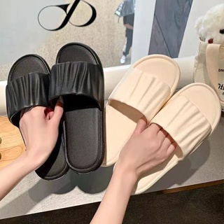 สินค้า QiaoYiLuo รองเท้าแตะแฟชั่นสตรีสีดำรองเท้าแตะในร่มสีขาวพร้อมพื้นกันลื่น