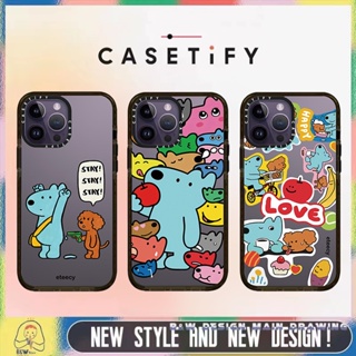 Casetify เคสโทรศัพท์มือถืออะคริลิคใส แบบแข็ง กันกระแทก ลายสุนัขน่ารัก สีฟ้า สําหรับ iPhone14 13 12 11 Plus Pro Max