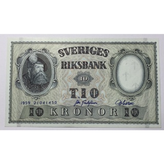 ธนบัตรรุ่นเก่าชนิด10Kronor ของประเทศสวีเดน ปี1959 UNC