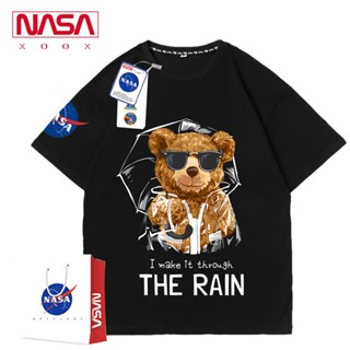 2023 เสื้อยืดแขนสั้น คอกลม ผ้าฝ้าย ทรงหลวม พิมพ์ลายหมี NASA แฟชั่นฤดูร้อน สําหรับผู้ชาย_59