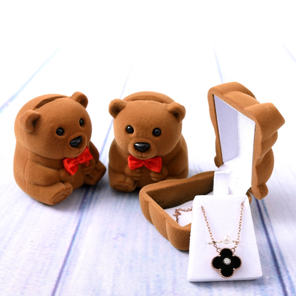 กล่องใส่เครื่องประดับ-สร้อยคอ-แหวน-ต่างหู-แหวน-ผ้ากํามะหยี่-รูปโบว์-หมีน่ารัก