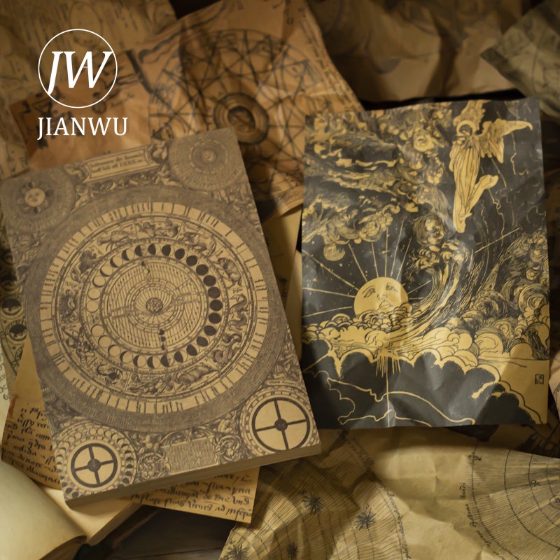 jianwu-แผ่นกระดาษคราฟท์-ขนาดใหญ่-สไตล์วินเทจ-สําหรับตกแต่งสมุดภาพ-100-แผ่น