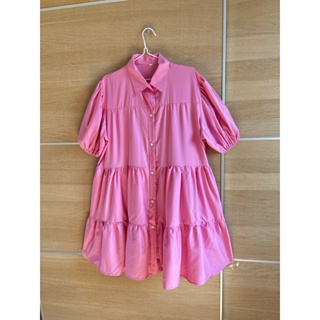 Cotton Dress สีชมพูสวยหวาน ทรงคล้าย ZARA ไม่ตำหนิ  อก 38-42 ยาว 36 ทรงปล่อย แขนจั๊ม สีสวยหวาน น่ารัก • Code : 565(9)