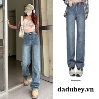 DaDulove💕 New Korean Version of Retro Washed Jeans High Waist Straight Pants Loose Womens Wide Leg Pants