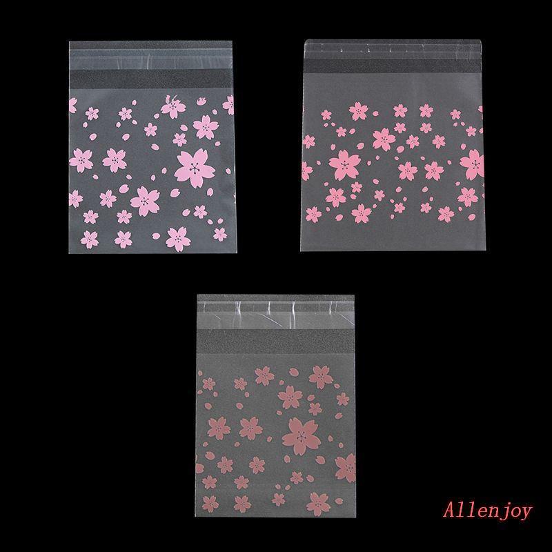 joy-ถุงขนมคุกกี้-พิมพ์ลายดอกซากุระ-มีกาวในตัว-สีชมพูหวานน่ารัก-100-ชิ้น-ต่อชุด