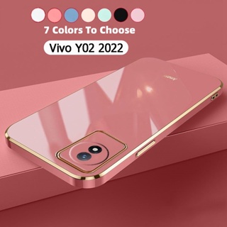 เคสโทรศัพท์มือถือ ซิลิโคนนิ่ม TPU ชุบไฟฟ้า บางมาก กันกระแทก หรูหรา สําหรับ Vivo Y02 2022 Y02 4G Y 02 VivoY02 4G