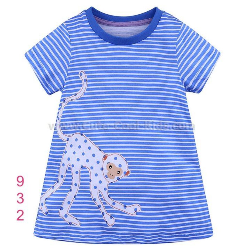 tsg-932-เสื้อยืดเด็กผู้หญิงสีฟ้า-ลายลิงsize-120-5-6y