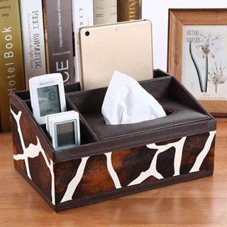 PU Leather Tissue Box Cover Desk Makeup Cosmetic Organizer Remote Controller Phone Holder Home Office Tissue Paper Napki